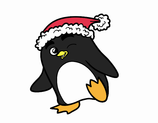 Pingüino con gorro de Navidad