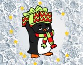 Pingüino con regalo de Navidad