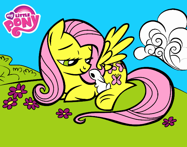 Fluttershy con un conejito