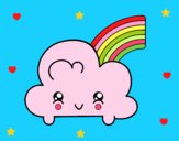 Nube con arco iris kawaii