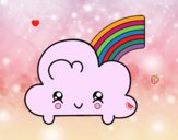 Nube con arco iris kawaii