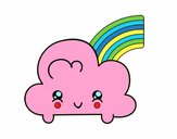 Nube con arco iris kawaii