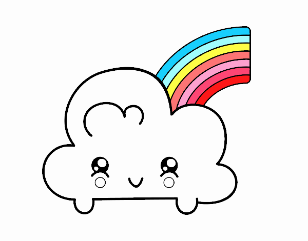 Nube con arco iris kawaii