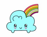 Nube con arco iris kawaii