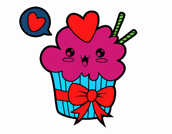 Cupcake kawaii con lazo