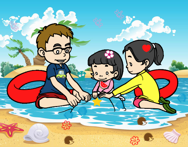 Familia en la playa