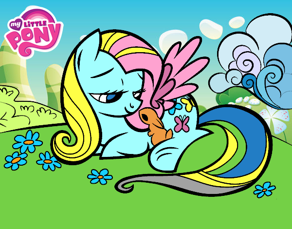 Fluttershy con un conejito