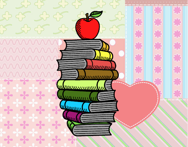 Libros y manzana