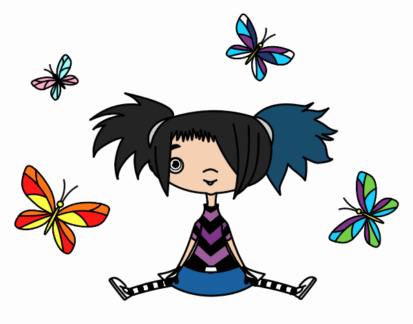 Niña con mariposas