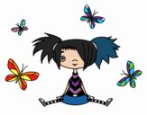 Niña con mariposas