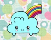 Nube con arco iris kawaii