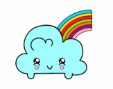 Nube con arco iris kawaii