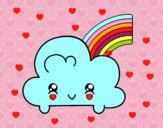 Nube con arco iris kawaii