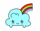 Nube con arco iris kawaii