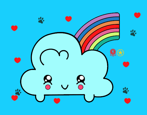 Nube con arco iris kawaii