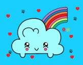 Nube con arco iris kawaii