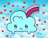 Nube con arco iris kawaii