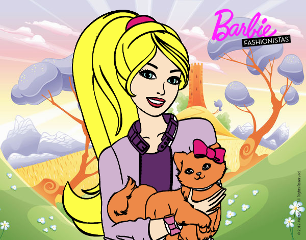 Barbie con su linda gatita