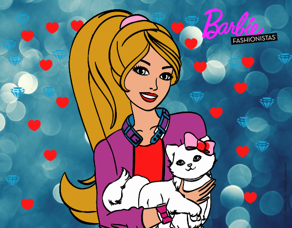 Barbie con su linda gatita