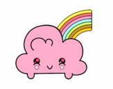 Nube con arco iris kawaii