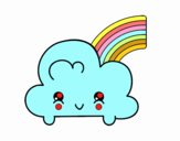 Nube con arco iris kawaii