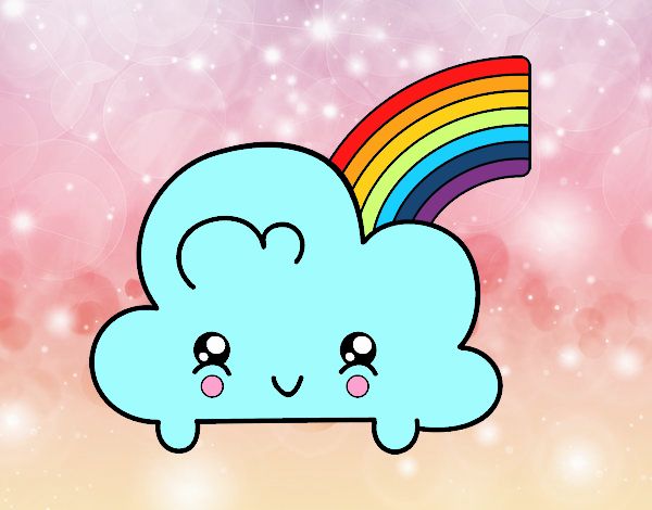 Nube con arco iris kawaii