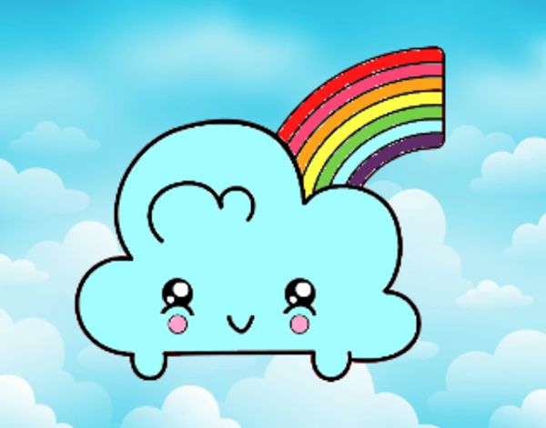 Nube con arco iris kawaii