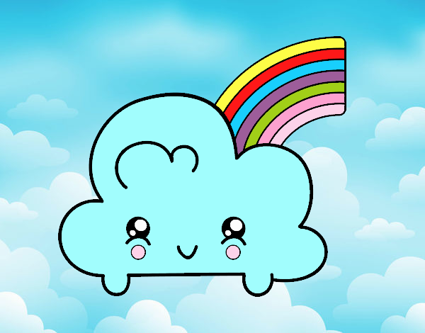 Nube con arco iris kawaii