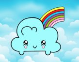 Nube con arco iris kawaii