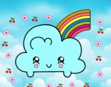 Nube con arco iris kawaii