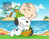 Snoopy y Carlitos abrazados