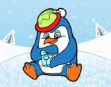 Un pingüino con regalo de Navidad