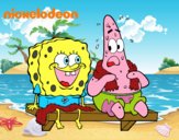 Bob Esponja y Patricio en bañador