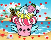 Cupcake kawaii con fresa