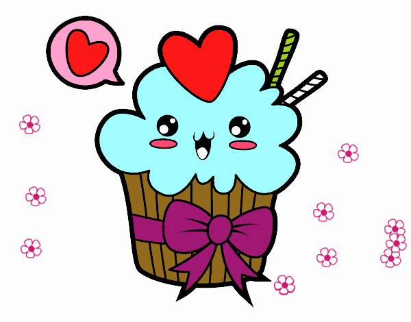 Cupcake kawaii con lazo