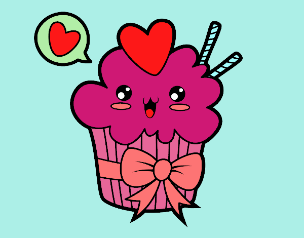 Cupcake kawaii con lazo