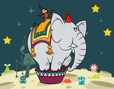 Elefante y mono de circo