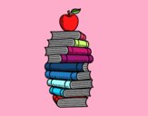 Libros y manzana