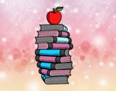 Libros y manzana