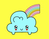 Nube con arco iris kawaii