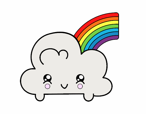 Nube con arco iris kawaii