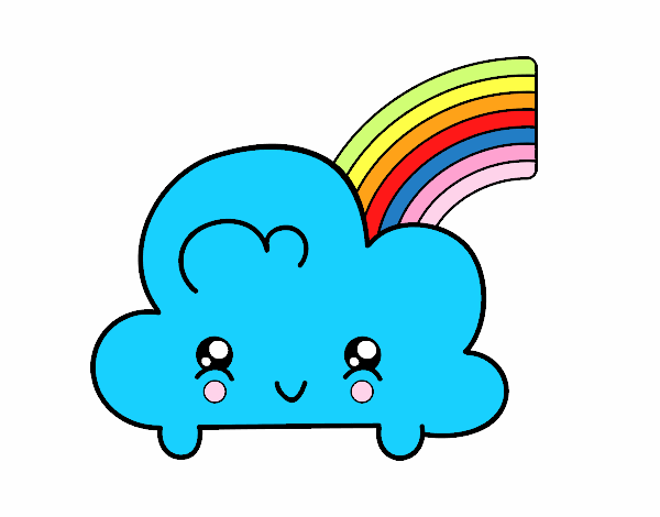 Nube con arco iris kawaii