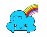 Nube con arco iris kawaii