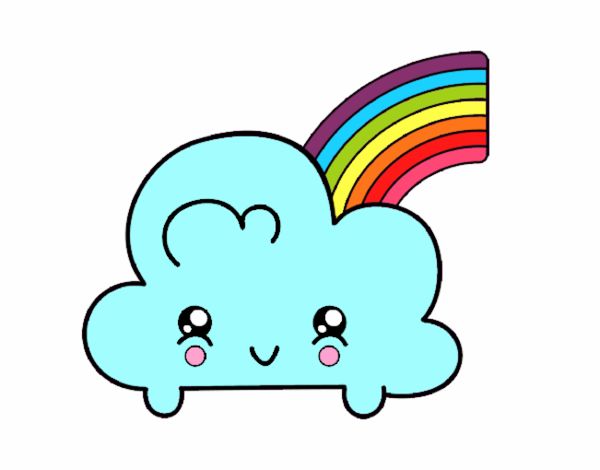 Nube con arco iris kawaii