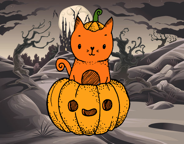 Un gatito de Halloween