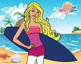 Barbie con tabla de surf