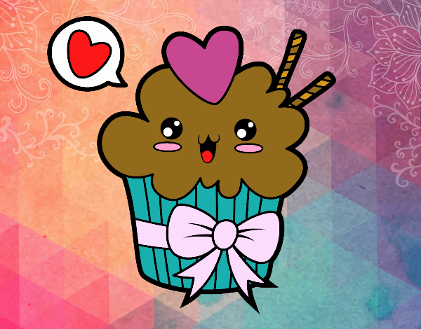 Cupcake kawaii con lazo