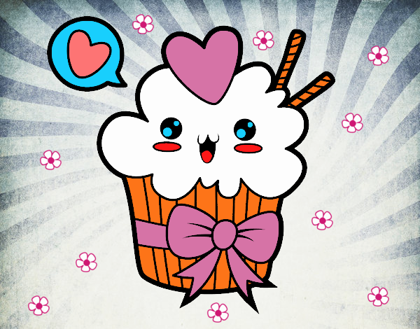 Cupcake kawaii con lazo