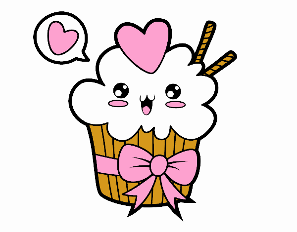 Cupcake kawaii con lazo