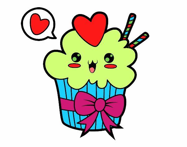 Cupcake kawaii con lazo